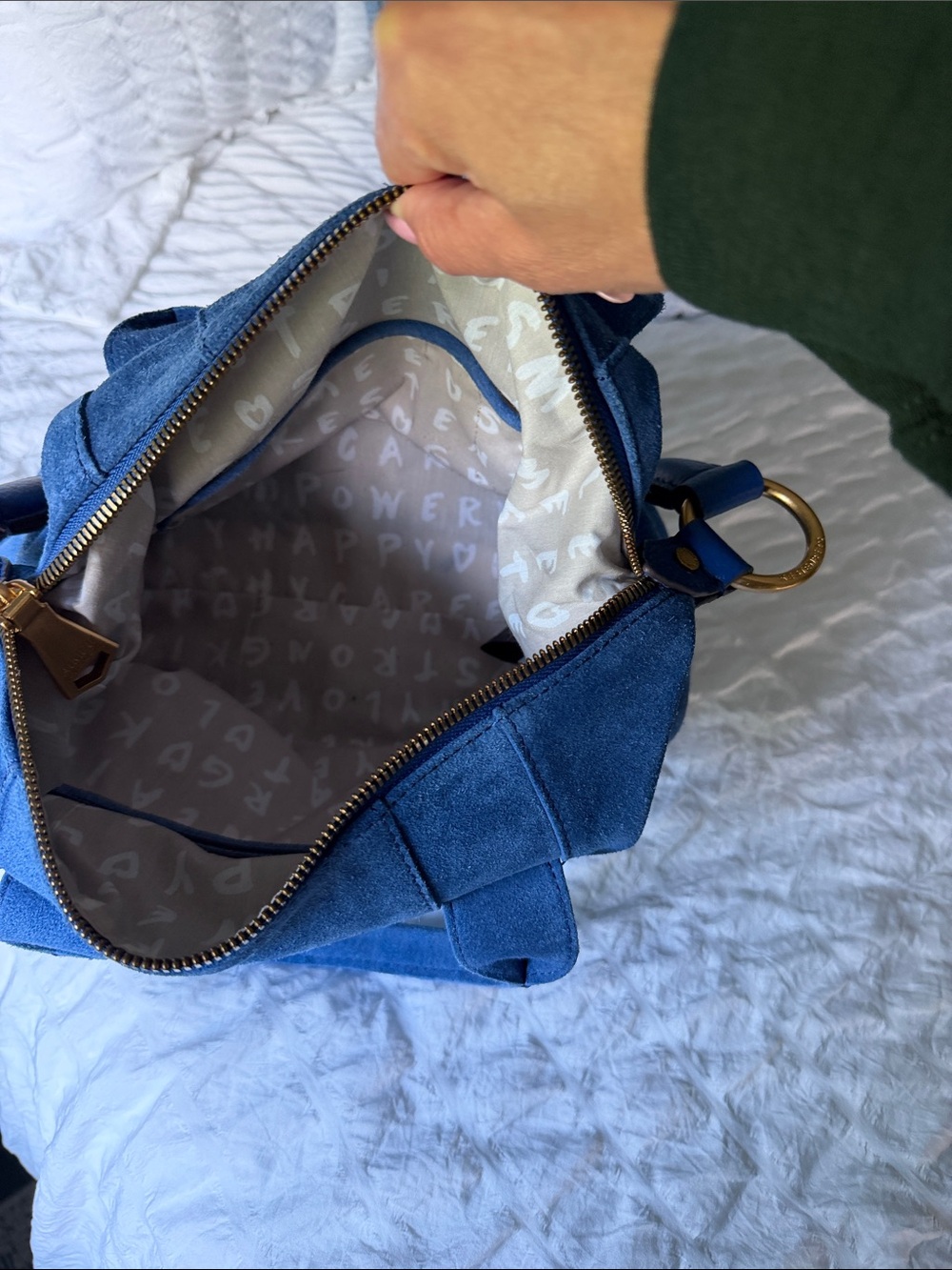 Aimee Kestenberg Hudson Mini Satchel Galactic BLUE Suede Bag - Picture 5 of 8